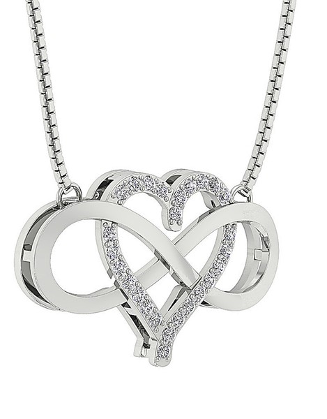 Infinity Heart Pendant Necklace I1 G 0.35Ct Natural Diamond White Gold Appraisal