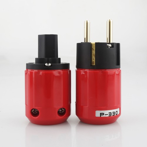 Pair Audio Gold Plated EU Schuko Plug IEC 320 C13 Connector for HiFi Power Cable - Bild 17 von 31