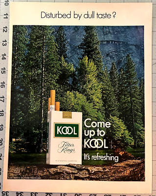 1970 Kool Filter Kings It's Refreshing Cigarettes Print Ad 10.25