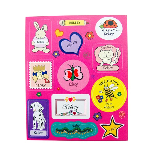 Stickermania Girls First Name Kelsey Animal Shape Stickers for Kids (7 Sheets) - Picture 2 of 2