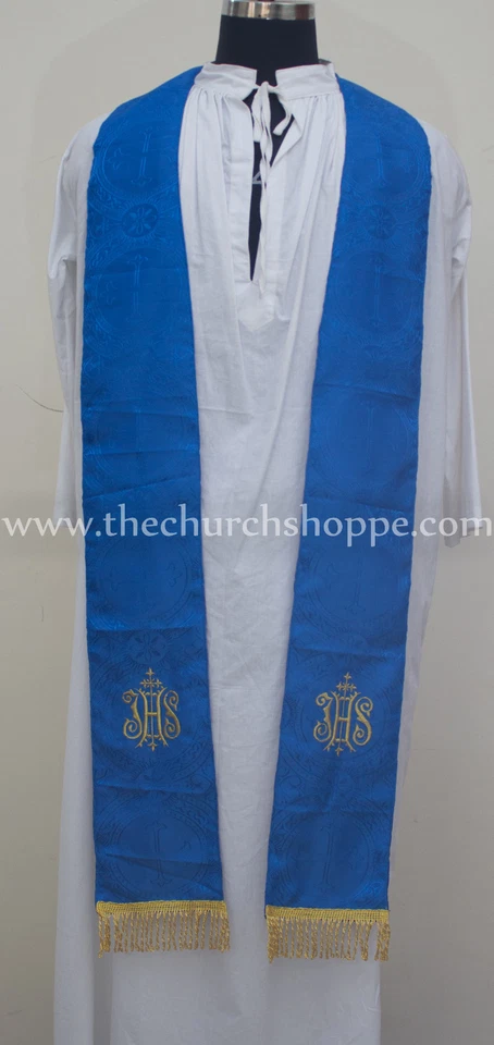 Chasuble Blue clergy gothic vestment  and stole set,casula,casel,casulla - Image 3 of 3