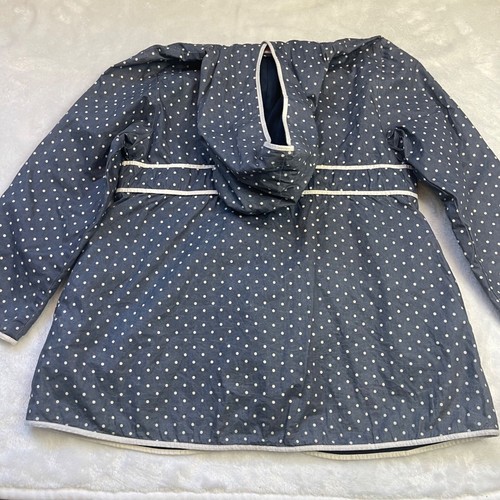 Gymboree Polka Dot Hooded Raincoat Girls Size 7 Hook and Loop Cotton Floral Blue - Picture 11 of 12