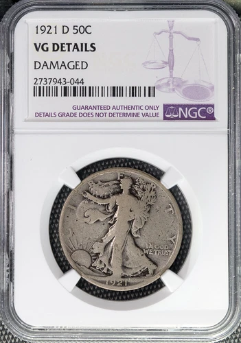 1921 D Silver $50C Walking Liberty Key Date NGC VG *1841 Free S/H