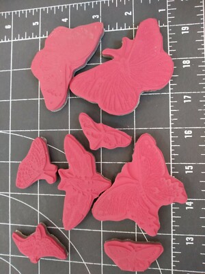 Unmounted Rubber Stamp jewelry 8p Butterfly Wedding Get Well Nature Camp Scouts