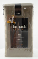 Damask Stripe 500 Thread Count Taupe King Bed Skirt 100 Egyptian Cotton 78x80