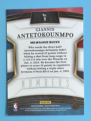 その他 Giannis Antetokounmpo Select RC PSA 9 Giannis Antetokounmpo 2022-23 Panini Select Numbers #9 Milwaukee
