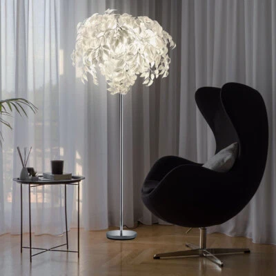 RL Stehleuchte Standlampe Blätter Designleuchte Blüten weiß chrom 3x E14 H 180 cm