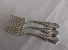 3 MIKIMOTO 18/8 Stainless Steel Seafood Cocktail Forks, Japan, Shell 