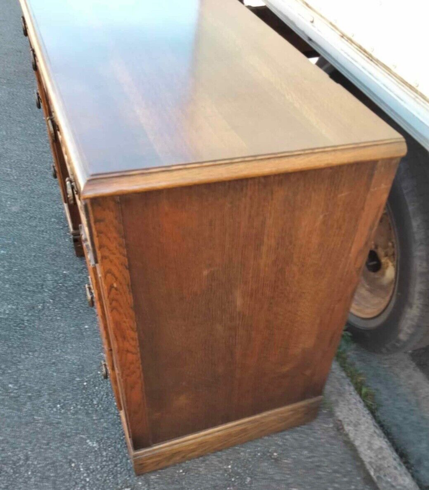 Vintage oak old charm style linen fold desk with 6 drawers eBay