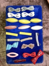Vtg GOODY mixed lot 21 girls tots Barrettes Plastic Metal Clasp bows lace pearl