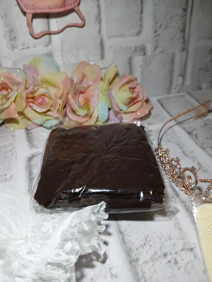 Lote de 16 pares de calcetines hasta la rodilla con encaje, medias marrones, tiara, flor para niñas Foto 4 de 4