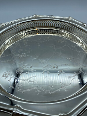 WMF versilbertes Tablett 50er Jahre Durchmesser ca. 33 cm Höhe ca. 4 cm