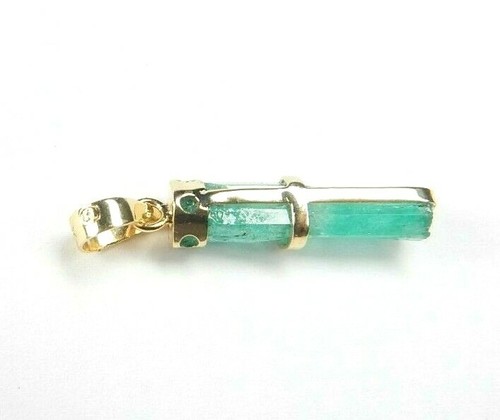 Colombian Emerald Natural Crystals Pendant 3.83 Cts 18K Gold Tubular Shape Muzo - Picture 7 of 12
