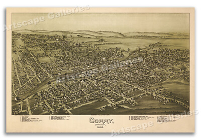 1895 Corry Pennsylvania Vintage Old Panoramic City Map - 24x36