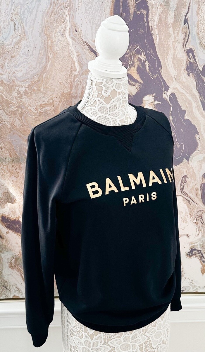 【新品】大人気‼︎‼︎ BALMAINロゴプリントスエット BALMAIN - 【ラスト1点】Black cotton sweatshirt with white