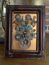 Vintage and Contemporary jewelry art framed