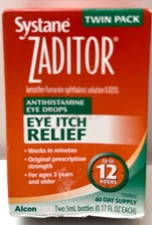 Systane Zaditor Eye Itch Relief Drops TWIN PACK 2x0.17fl.oz  EXP:03/2027