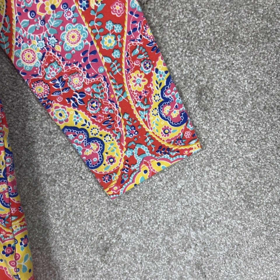 Camisa Talbots Mujer Pequeña Pequeña Naranja Floral Cachemira Manga 3/4 Elastizada-3074* Foto 2 de 4