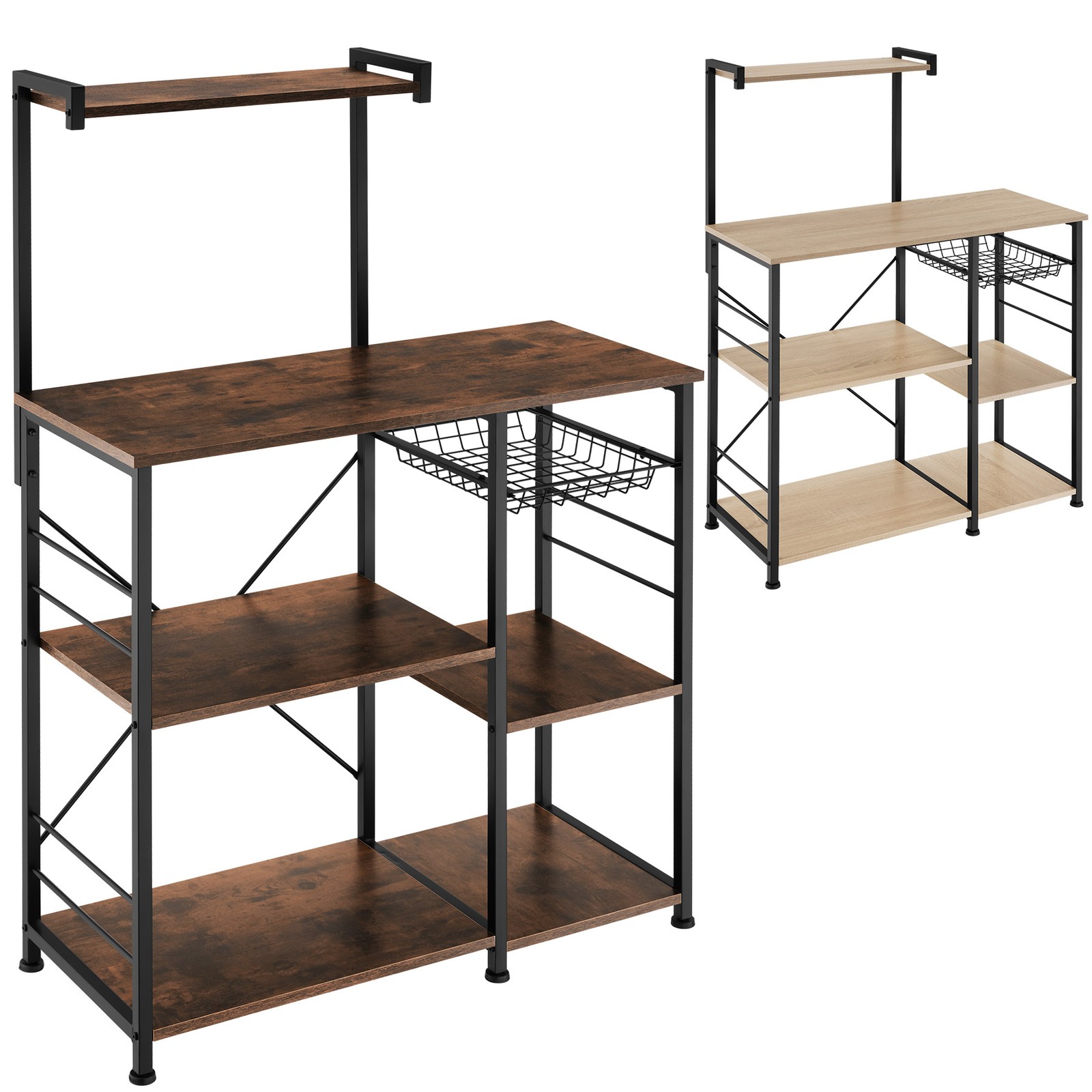 Küchenregal Mikrowellenregal Bäckerregal Regal Ablagen Holz Metall Industrie