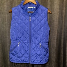 Women's MED Quilted Blue Vest Jacket Coat Full Zip Sporty Great Northwest C