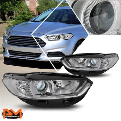 For 13-16 Ford Fusion OE Style Projector Headlights Chrome Housing Clear Corner