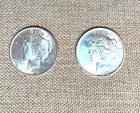Lot of 2 Beautiful Peace Dollars, High Luster, AU, 90% Silver