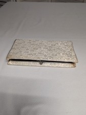 Ivory Metallic Vintage Clutch With Snap Closure