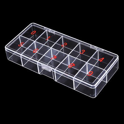 Beauticom Medium Empty 10 Space Hard Acrylic Nail Art Tip Storage Box Case 