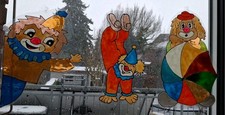 3x Fensterbild Clown Karneval