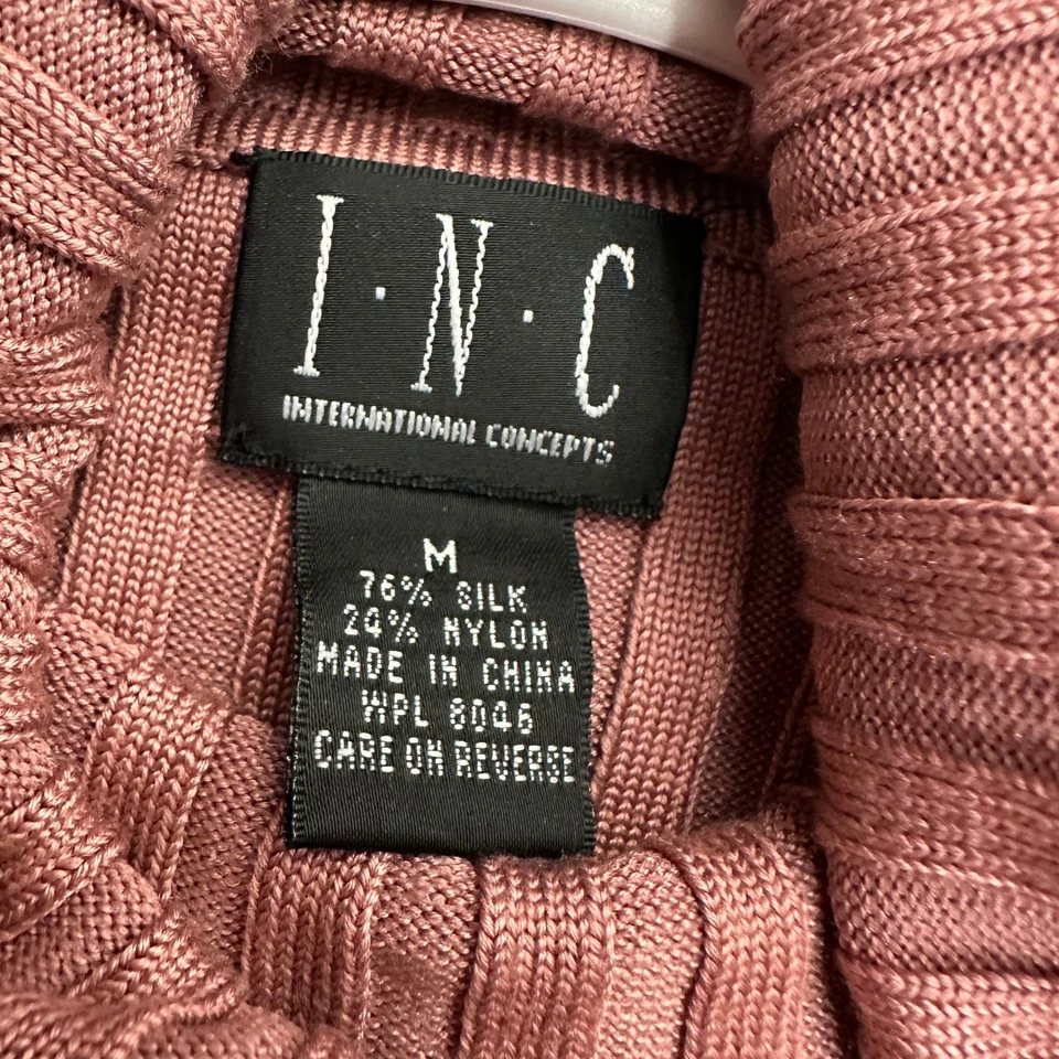 Top de mujer Y2K acanalado cuello alto talla M malva mezcla de seda coqueta minimalista Foto 3 de 4