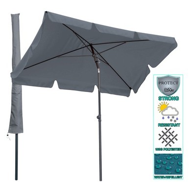 QUICK STAR Balkon Sonnenschirm 200x125cm Knickbar Grau mit Schutzhülle