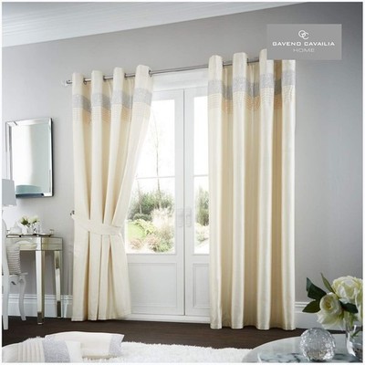 GAVENO CAVAILIA Oxy Ösenvorhänge Creme, 100% Polyester Luxus Ring Top 66x72