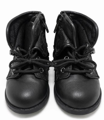 Garanimals Toddler Girls Black Ankle Boots Size 4 Faux Leather Lace Up