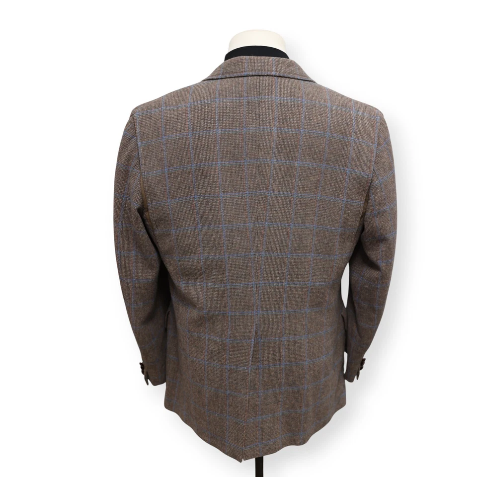 PENTLETON mens brown WINDOWPANE 100% WOOL sport coat suit jacket blazer 44 R - Image 4 of 4