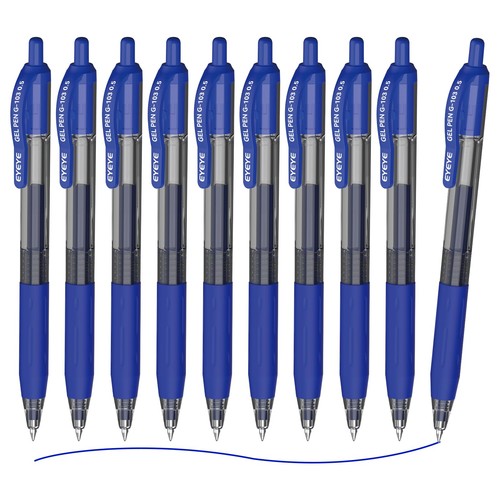 G-103 Retractable 0.5mm Gel Pens, 10 Pack Extra Fine Point Blue Ink Pens Quic... - Picture 1 of 8
