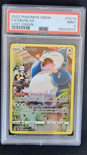 2022 POKEMON SWORD & SHIELD FA LOST ORIGIN #TG10 FULL ART SNORLAX PSA 9