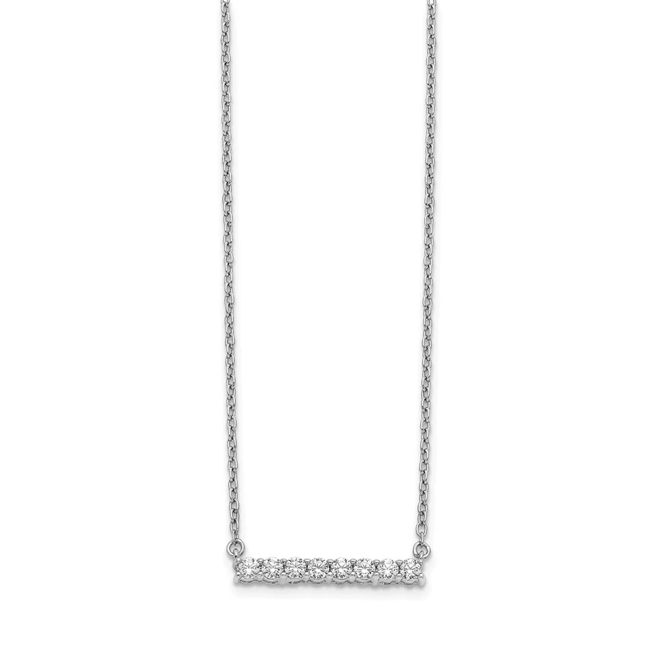 Collar de barra de diamantes cultivados en laboratorio de corte redondo de 1/3 quilates de oro blanco de 14 k de 18" Foto 2 de 4