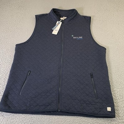 NWT Marine Layer Corbet Vest Mens XL Full Zip Navy Blue Quilted Company Logo NEW