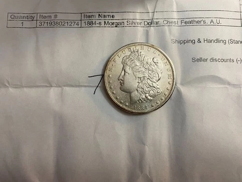 1884-S Morgan $1 – Chest Feathers Variety – AU Circulated