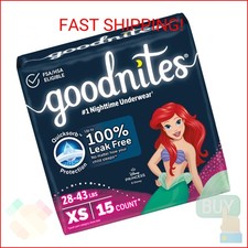 Goodnites Girls' Nighttime Bedwetting Underwear, Size Extra Small 28-43 lbs , 1