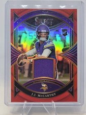 2024 Panini Select - Rookie Swatches J.J. McCarthy #RS-JMY Red Prizm (MEM, RC)