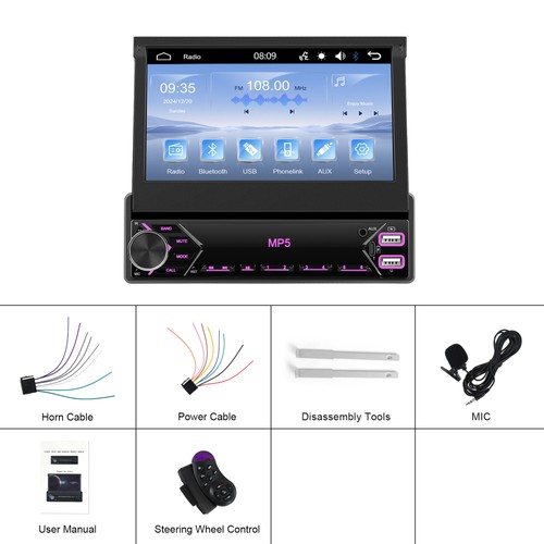 7" Single 1 DIN Flip Out Touchscreen Autoradio Bluetooth Mirror Link + Kamera - Bild 17 von 23