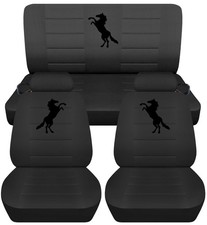 Fits 94-04 Ford Mustang Convertible Frback Car Seat Covers Charcoal Wblk Horse