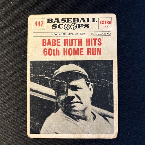 Babe Ruth: Hits 60th Home Run #447 1961 NU Card Scoops card