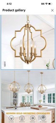 ACANER 4-Light Modern Geometric Chandelier Brushed Gold 15.6'' Pendant Fixture