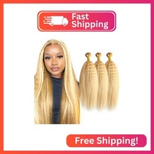 P27/613 Honey Blonde Bundles Yaki Straight Bundles Human Hair 18 20 22 Inch 3 Bu