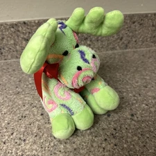 Wishpets Popsicle Lime Green With Swirls Moose 2010 Park City Red Ribbon PLUSH