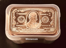 100 X $1,000 Grover Cleveland Bill Osborne Mint 1 oz .999 Fine Copper Bar USA