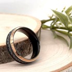 8mm Rose Gold & Black Tungsten Ring CZ Stones durable Unisex Free Engraved Band — photo 4