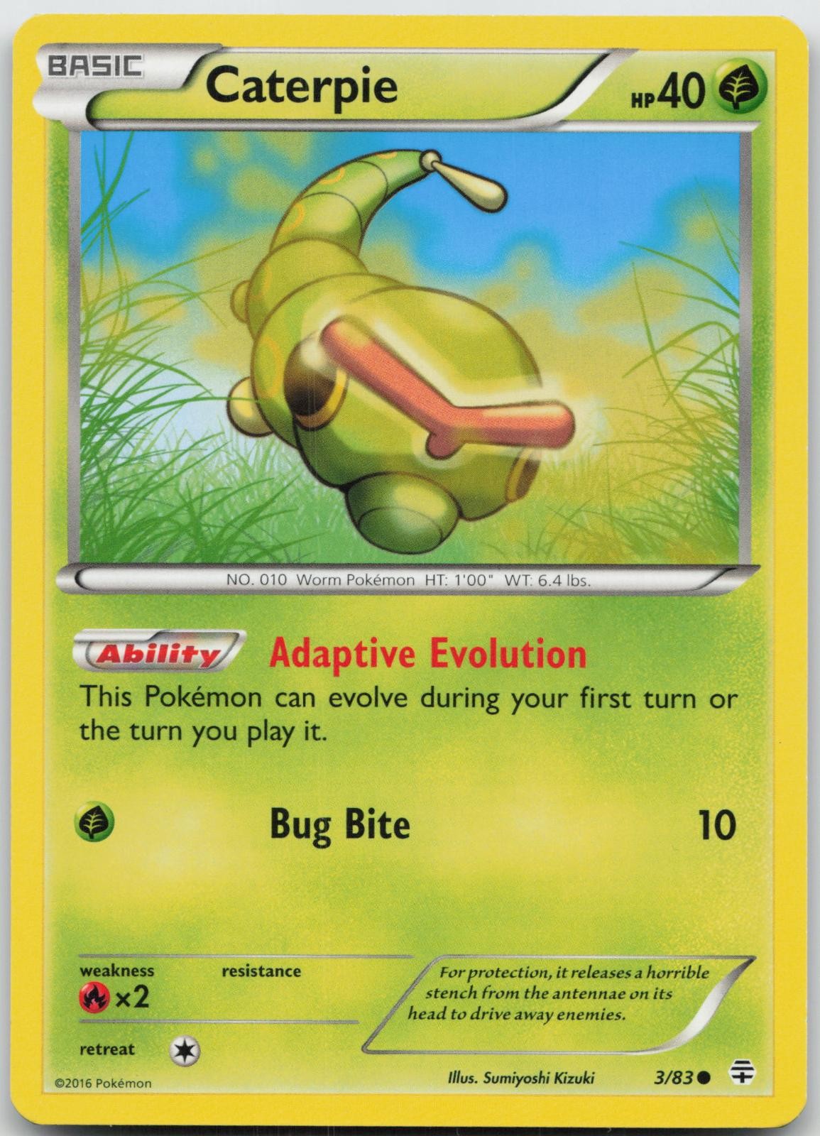Caterpie 3/83 Common Generations Pokemon Moderately Played